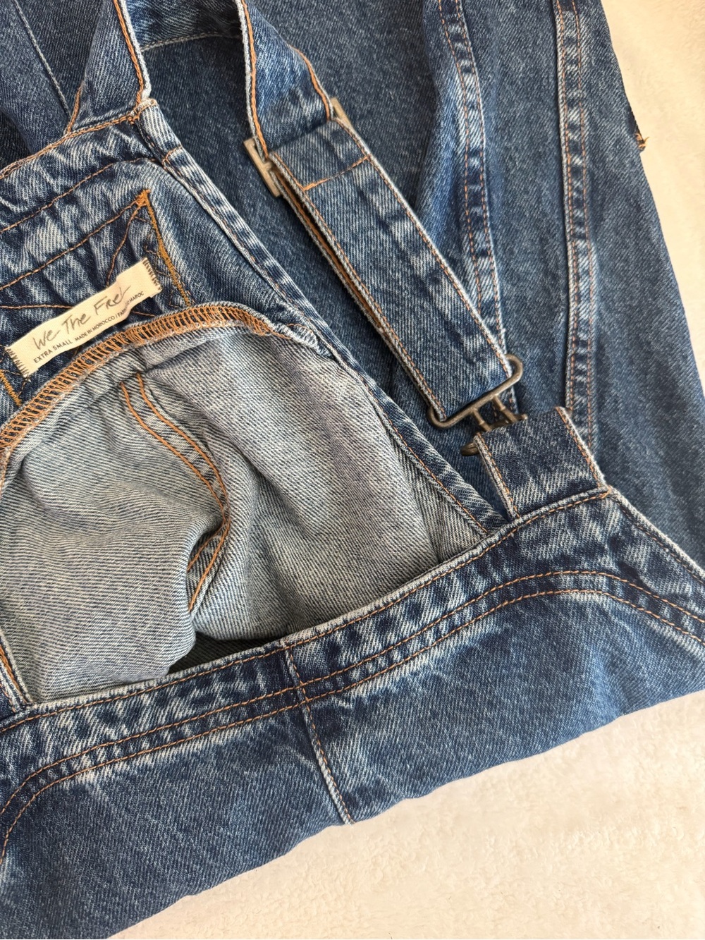 We The Free Blue Denim Overalls Dress Xs